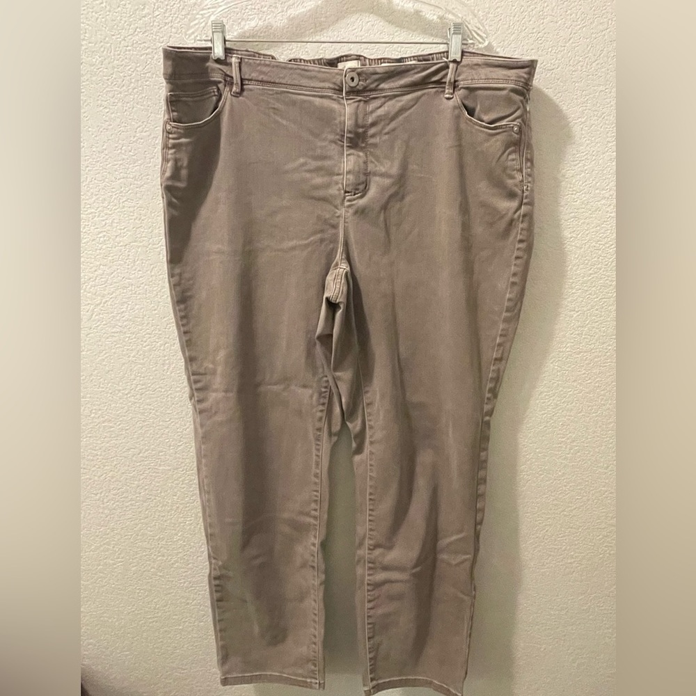J. Jill Denim 20w Authentic Fit Slim Ankle Gray Biege Elastic Waist Jeans Pants